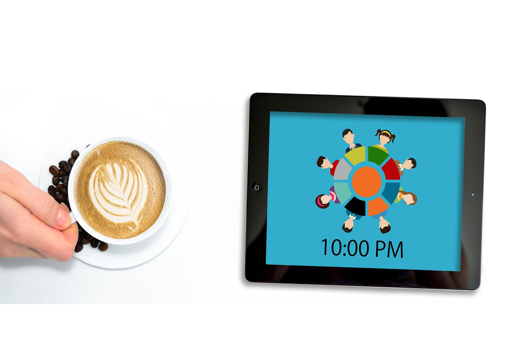 Foto: Tasse Kaffee mit iPad